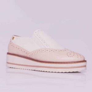 Zapato para mujer tipo oxford en cuero color nude y blanco talco - - Envió y devolución GRATIS en toda Colombia - Múltiples Medios de Pago. ¡Compra Aquí!