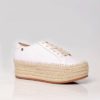 Tenis para mujer en cuero blanco y plataforma en yute - Compra ahora tenis para mujer en nuestra tienda online. Envíos gratis en Colombia - DFV Leather Shoes and Bags