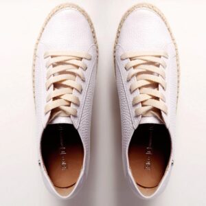 Tenis para mujer en cuero blanco y plataforma en yute - Compra ahora tenis para mujer en nuestra tienda online. Envíos gratis en Colombia - DFV Leather Shoes and Bags