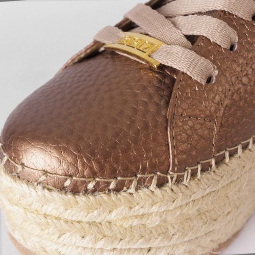 Tenis de Cuero Para Mujer Cuero Bronce y Plataforma en Yute - Imagen 3