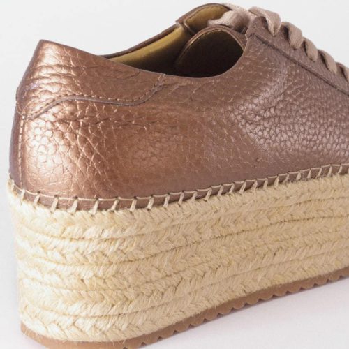 Tenis de Cuero Para Mujer Cuero Bronce y Plataforma en Yute - Imagen 4