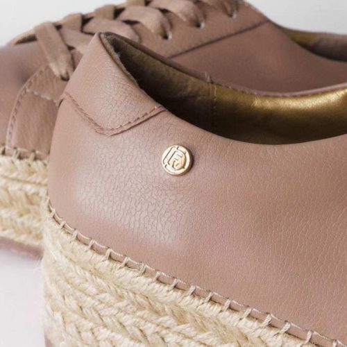 Tenis de Cuero Para Mujer Cuero Nude y Plataforma en Yute - Imagen 2
