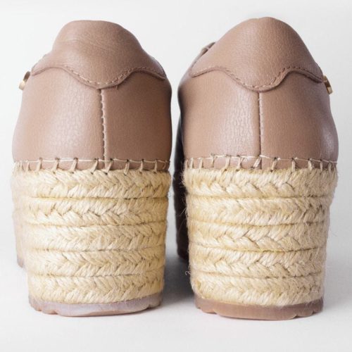 Tenis de Cuero Para Mujer Cuero Nude y Plataforma en Yute - Imagen 4