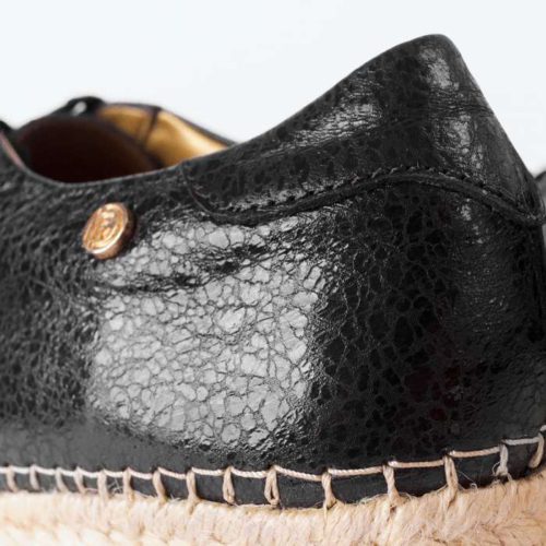 Tenis de Cuero Para Mujer Cuero Negro y Plataforma en Yute - Imagen 3