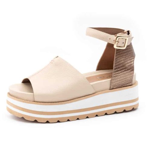 Sandalia Plana en Cuero con Plataforma - Ref. Z-2629