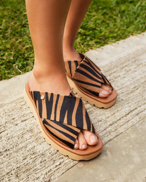 Sandalia Plana en Cuero Animal Print - Ref. Z-2691 - Imagen 4