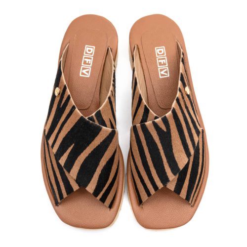 Sandalia Plana en Cuero Animal Print - Ref. Z-2691 - Imagen 3
