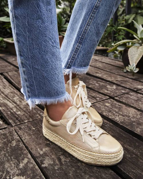 Tenis en Cuero y Plataforma en Yute- Ref. Z-2790