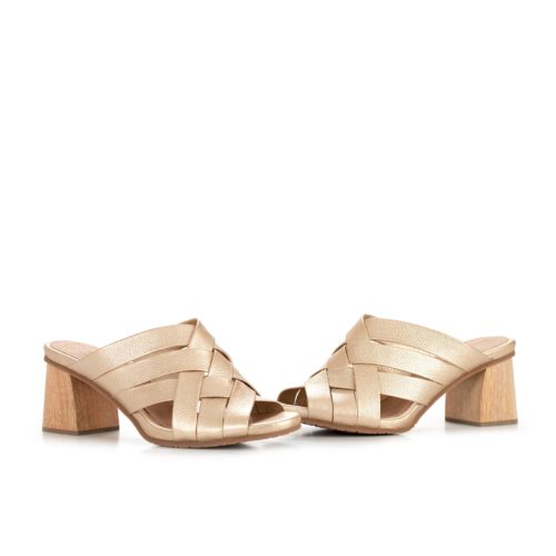 Sandalia de Tacón en Cuero y Madera - Ref. Z-2799