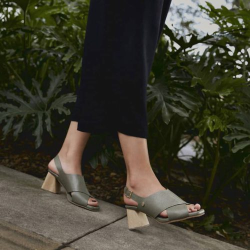 Sandalia de Tacón en Cuero y Madera - Ref. Z-2830