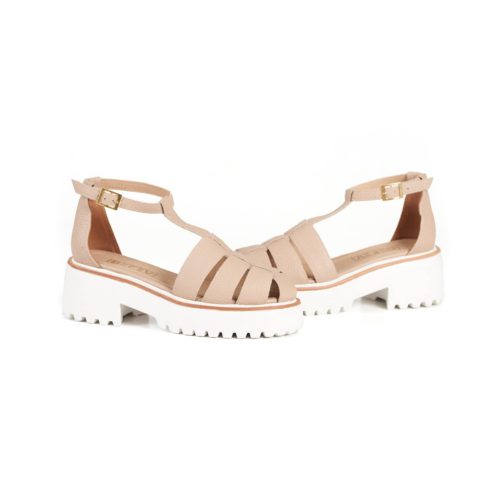 Sandalias Planas Con Suela Tractor  - Ref. Z-2794 Taupe Calido