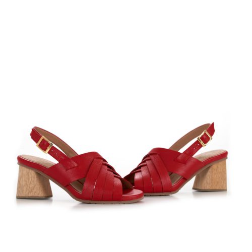 Sandalia de Tacón en Cuero y Madera - Ref. Z-2832