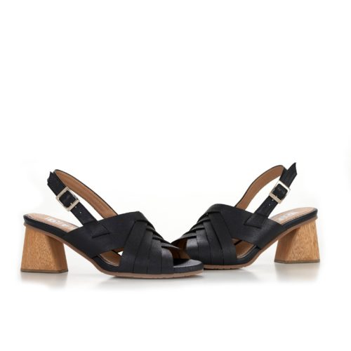 Sandalia de Tacón en Cuero y Madera - Ref. Z-2832