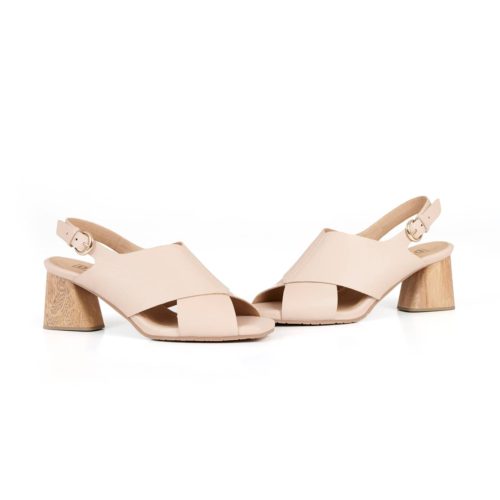 Sandalia de Tacón en Cuero y Madera - Ref. Z-2830 Blanco