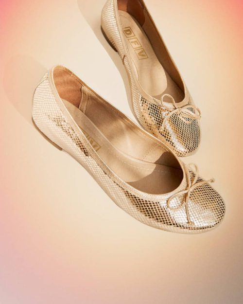 Clásica Bailarina En Cuero - Ref. Z-2511 Dorado - Imagen 2
