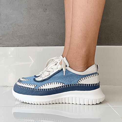 Tenis en Cueros - Ref. Z-2872 Azul y Blanco