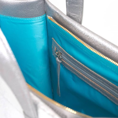 Bolso de Hombro y Mano en Cuero  - Ref. B-1513 Plata