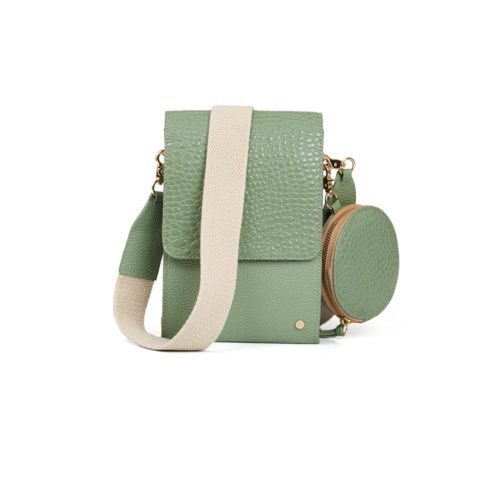 Bolso Manos Libres en Cuero  - Ref. B-1528 Verde