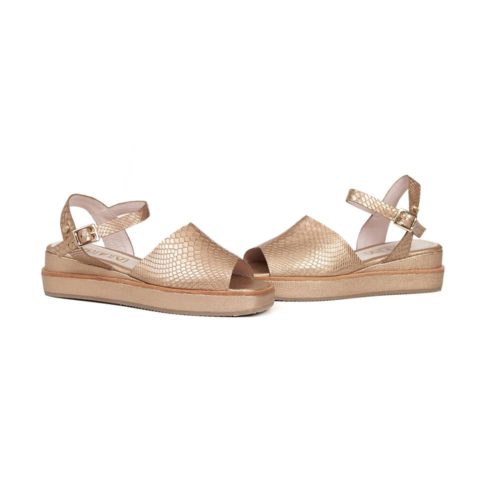 Sandalia Plana en Cuero -  Ref. Z-2971 Oro Bronce