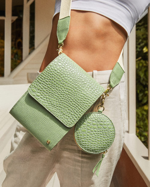 Bolso Manos Libres en Cuero  - Ref. B-1528 Verde - Imagen 2