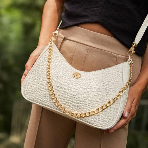 Bolso de Hombro / Manos Libres en Cuero  - Ref. B-1518 Palo de Rosa