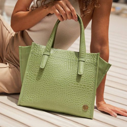 Bolso de Hombro y Mano en Cuero  - Ref. B-1513 Verde