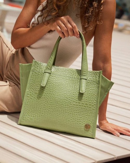 Bolso de Hombro y Mano en Cuero  - Ref. B-1513 Verde - Imagen 2