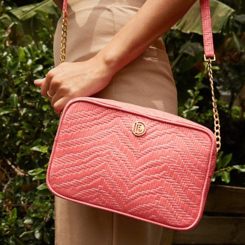 Bolso de Hombro en Cuero  - Ref. B-1506 Rosa
