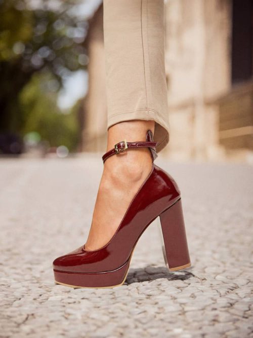 Zapato Cerrado con Tacón - Ref. Z-2878 Vino Tinto Charol - Imagen 2