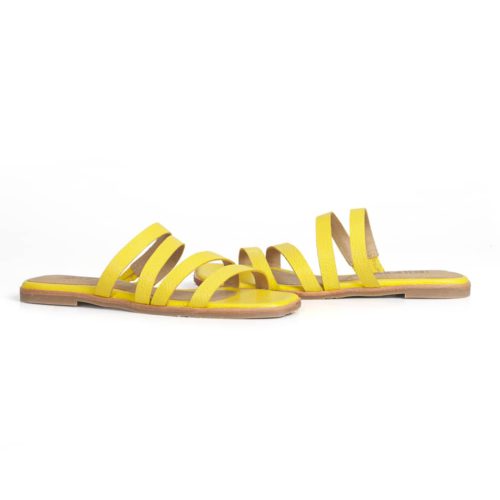 Sandalias Planas en Combinación de Cueros  - Ref. Z-2730 Amarillo