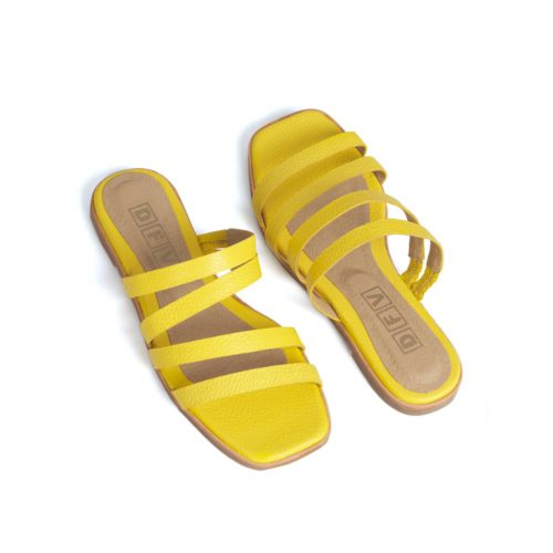 Sandalias Planas en Combinación de Cueros  - Ref. Z-2730 Amarillo