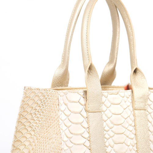 Bolso de Hombro en Cuero  - Ref. B-1553 Oro
