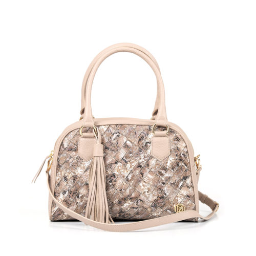Bolso de Hombro en Cuero  - Ref. B-1486 Texturado Taupe