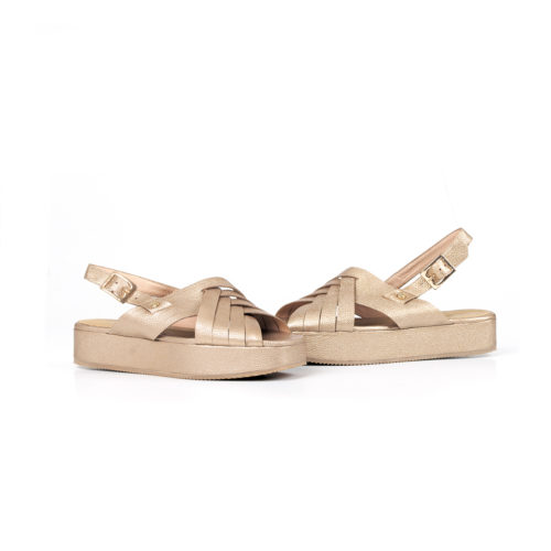 Sandalias Planas Con Plataforma  - Ref. Z-2824 Oro Luna