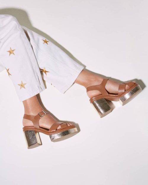 Sandalias en Cuero de Tacón - Ref. Z-3038 Miel Dorado