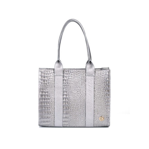 Bolso de Hombro en Cuero  - Ref. B-1550 Plata