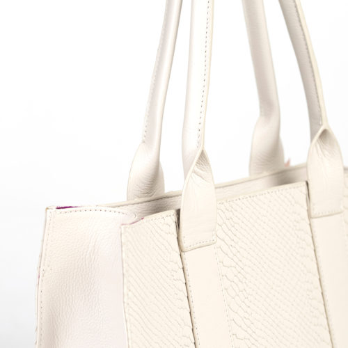 Bolso de Hombro en Cuero  - Ref. B-1550 Blanco Arena - Imagen 3
