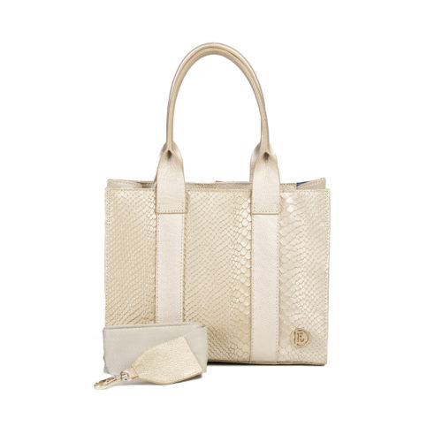 Bolso de Hombro / Manos Libres en Cuero  - Ref. B-1553 Dorado