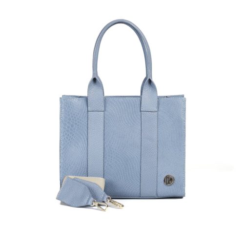 Bolso de Hombro / Manos Libres en Cuero  - Ref. B-1553 Azul Sombra