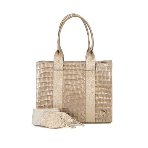 Bolso de Hombro / Manos Libres en Cuero  - Ref. B-1553 Oro Luna