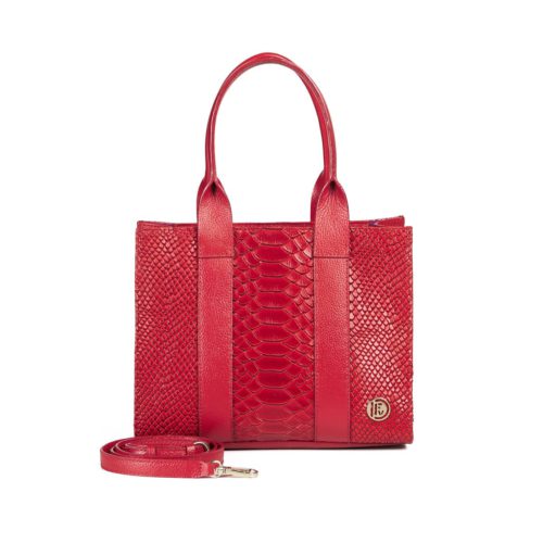 Bolso de Hombro / Manos Libres en Cuero  - Ref. B-1553 Rojo