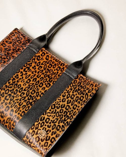 Bolso de Hombro en Cuero  - Ref. B-1550 Texturado Negro y Miel - Imagen 2