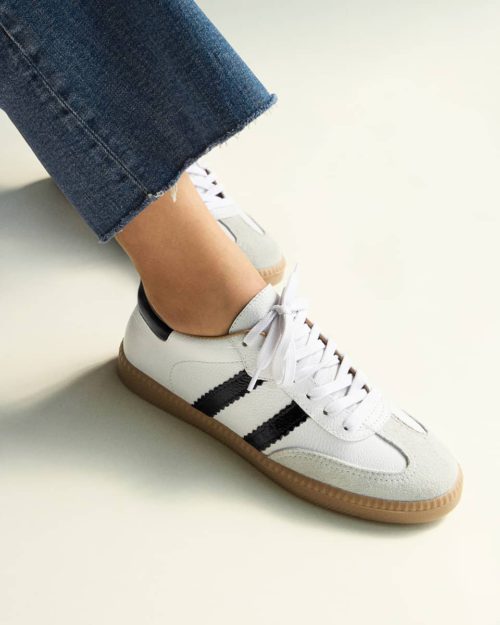 Tenis en Cuero - Ref. Z-3076 Blanco y  Negro