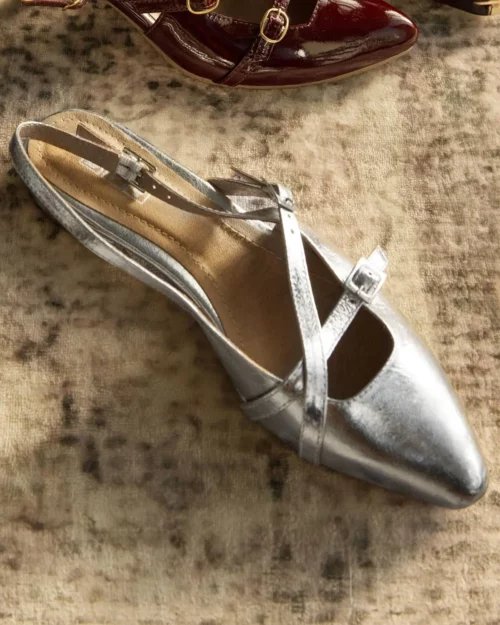 Zapato Cerrado Destalonado con Tacón Cuero - Ref. Z-3074 Plata - Imagen 2
