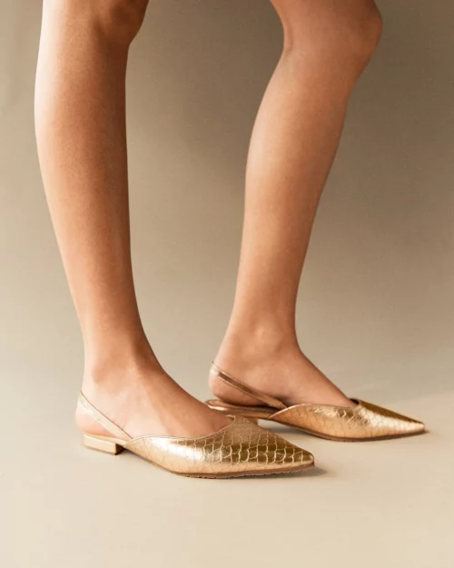 Zapato Cerrado Destalonado con Tacón - Ref. Z-3176 Oro