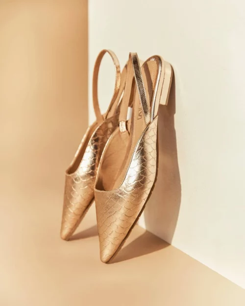 Zapato Cerrado Destalonado con Tacón - Ref. Z-3176 Oro