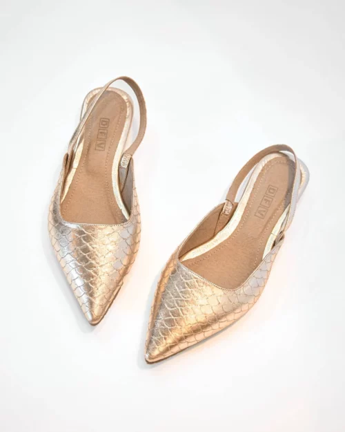 Zapato Cerrado Destalonado con Tacón - Ref. Z-3176 Oro - Imagen 2