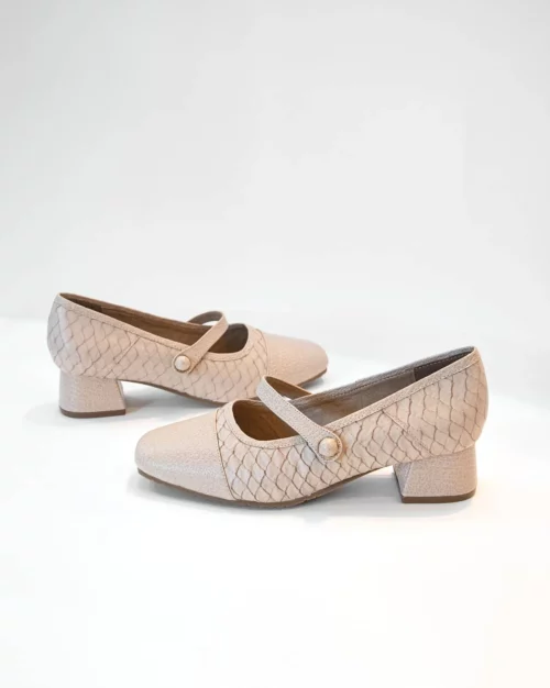 Zapato Cerrado con Tacón en Cuero- Ref. Z-3214 Nude