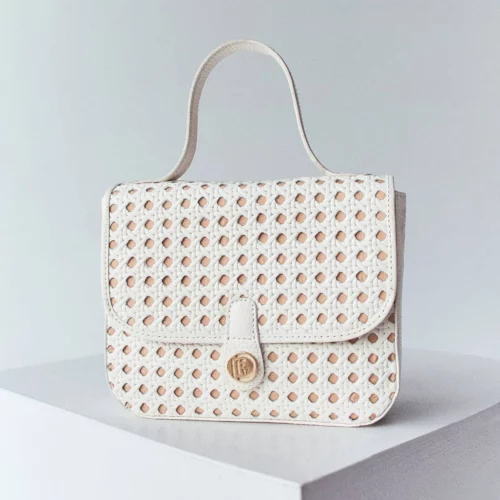 Bolso de Hombro / Manos Libres en Cuero - Ref. B-1605 Blanco