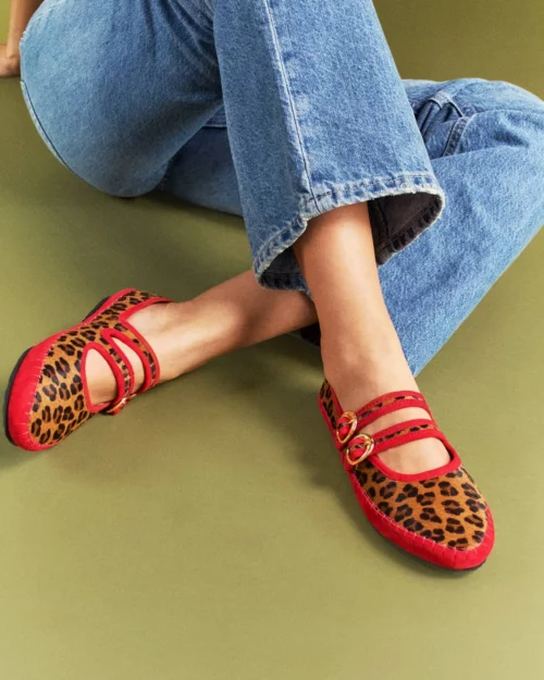 Zapato Tipo Merceditas (Mary Janes) - Ref. Z-3268 Print Miel Con Rojo